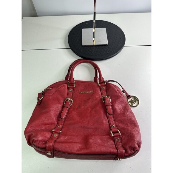 Michael Kors Bedford Large Red Leather Satchel/Bowling Bag - Picture 6 of 10